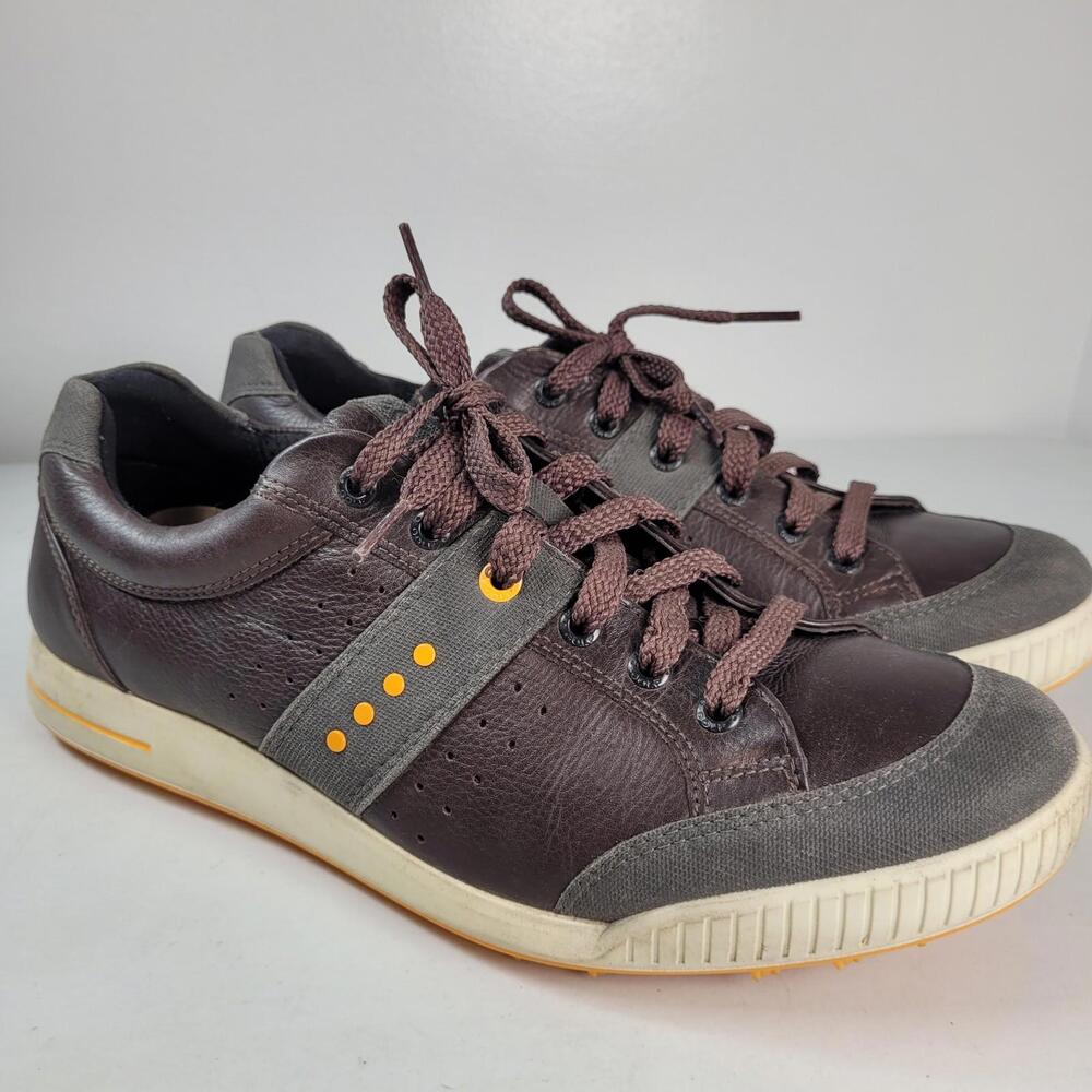 Ecco Boom Hydromax Golf Shoes Mens Size EU 43 Brown Leather Spikeless Casual